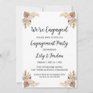 we're engaged boho engagement party invitations