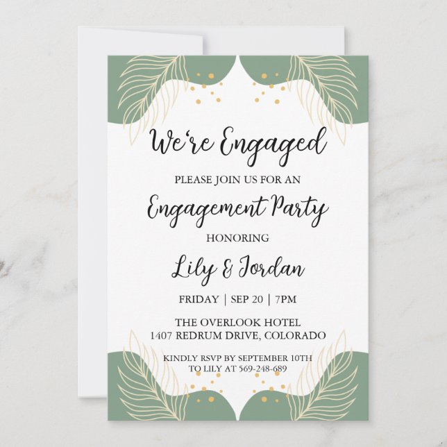 we're engaged boho engagement party invitations (Front)