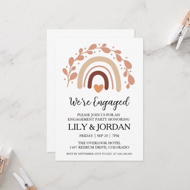 we're engaged boho engagement party invitations (Front/Back In Situ)