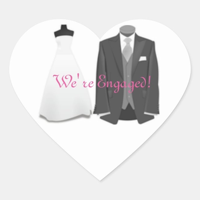 We're Engaged Bride & Groom Engagement  Heart Sticker (Front)
