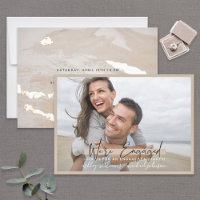 We're Engaged Calligraphy Blush Gold Engagement