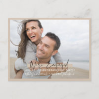 We're Engaged Calligraphy Photo Blush Engagement