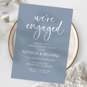 We're Engaged Chic Calligraphy Engagement Party Invitation