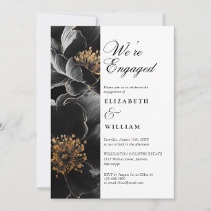 We're Engaged Elegant Floral Engagement Party Invitation