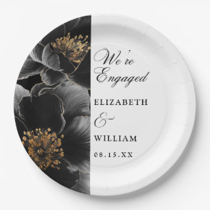 We're Engaged Elegant Floral Engagement Party Paper Plate