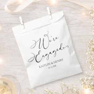 We're Engaged Elegant Minimalist Engagement Party Favour Bag
