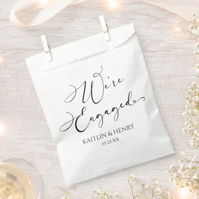 We're Engaged Elegant Minimalist Engagement Party Favour Bag (Clipped)