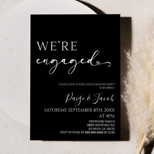 We're Engaged Elegant Minimalist Engagement Party Invitation