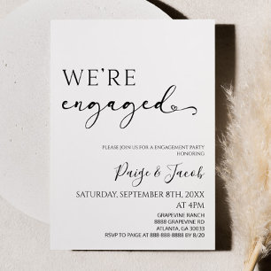We're Engaged Elegant Minimalist Engagement Party Invitation