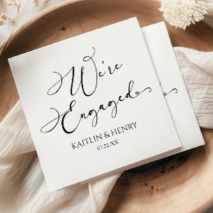 We're Engaged Elegant Minimalist Engagement Party Napkin