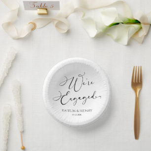 We're Engaged Elegant Minimalist Engagement Party Paper Plate
