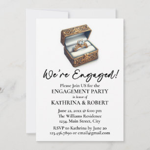 We're Engaged! Elegant Ring Engagement Party Invitation