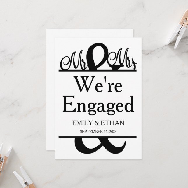 We're engaged engagement announcement cards (Front/Back In Situ)