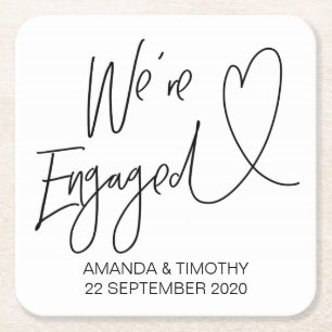 We're Engaged Engagement Party Coasters Decor