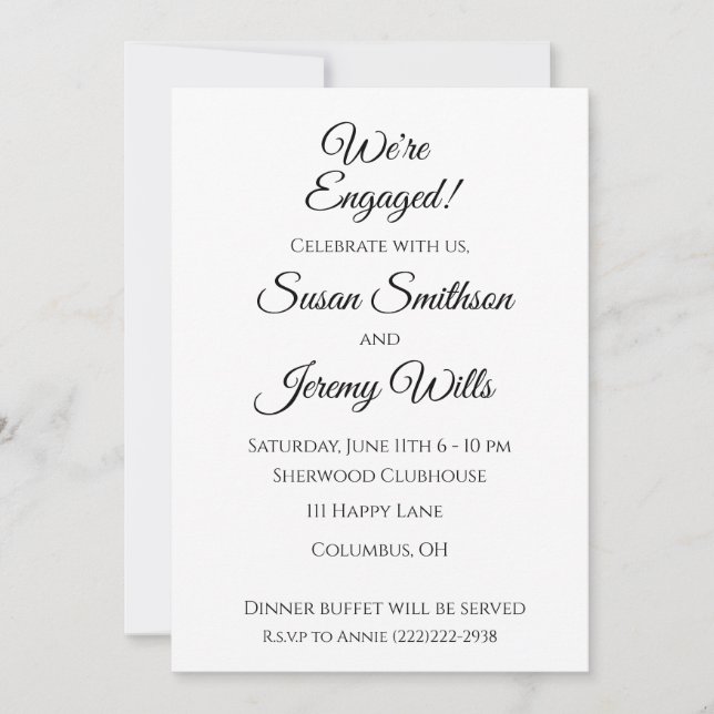 We're Engaged Engagement Party Invitations Elegant (Front)