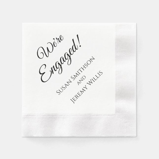 We're Engaged Engagement Party Napkins (Front)