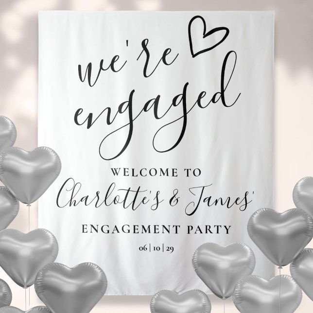 Were Engaged Engagement Party Photo Backdrop Tapestry (Were Engaged Engagement Party Photo Backdrop)