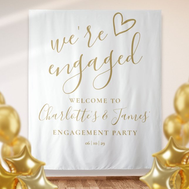 Were Engaged Engagement Party Photo Backdrop Tapestry (Were Engaged Engagement Party Photo Backdrop)