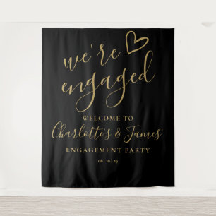 Were Engaged Engagement Party Photo Backdrop Tapestry