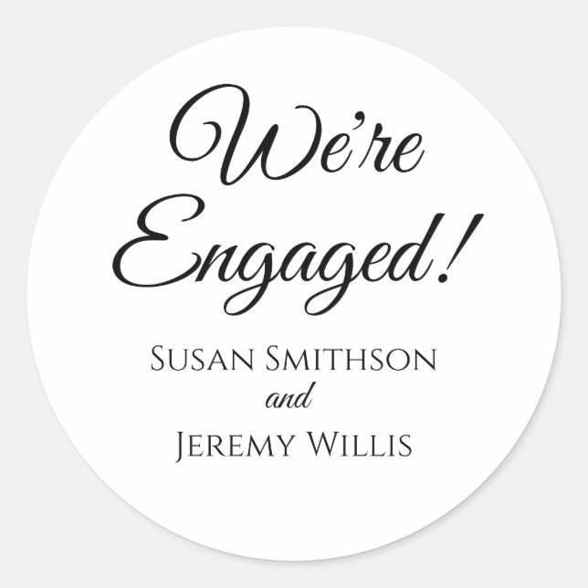 We're Engaged Engagement Stickers Favour Seal (Front)