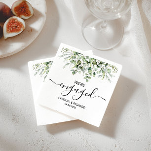 We're Engaged Greenery Engagement Napkin