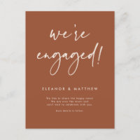 We're Engaged Hand Lettering Terracotta Engagement