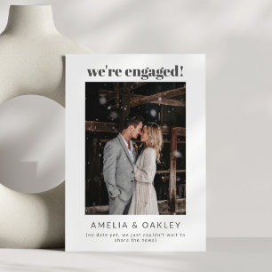 We're Engaged Minimalist Elegant Photo Modern Chic Announcement