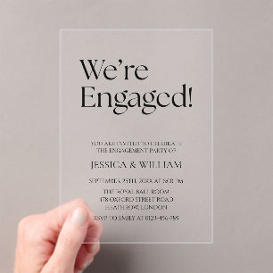 We're Engaged Minimalist Engagement Party Acrylic Invitations