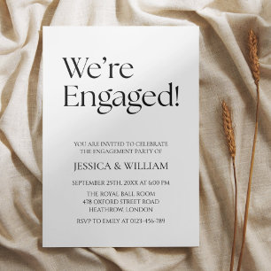 We're Engaged Minimalist Engagement Party Invitation