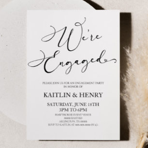 We're Engaged Minimalist Engagement Party Invitation