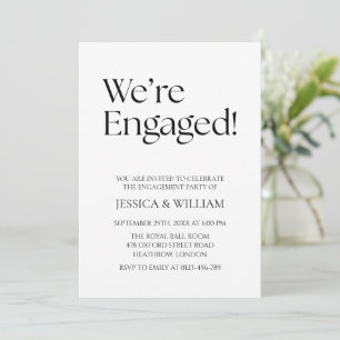 We're Engaged Minimalist Engagement Party Invitation