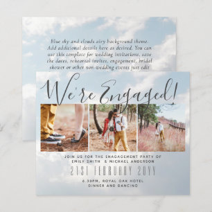 We're Engaged! Modern Photo Collage Invites BUDGET