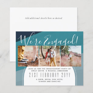 We're Engaged! Modern Photo Collage Invites BUDGET