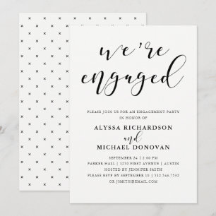 We're Engaged Modern Romantic Engagement Party Invitation