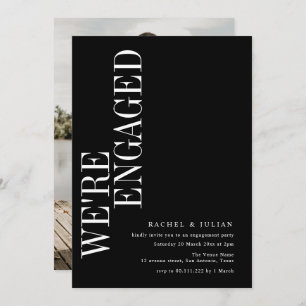 we're engaged modern text engagement invitation