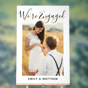 We're Engaged Personalised Photo Engagement Party Acrylic Sign