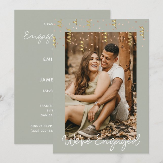 We're Engaged Personalised Photo Engagement Party Invitation (Front/Back)