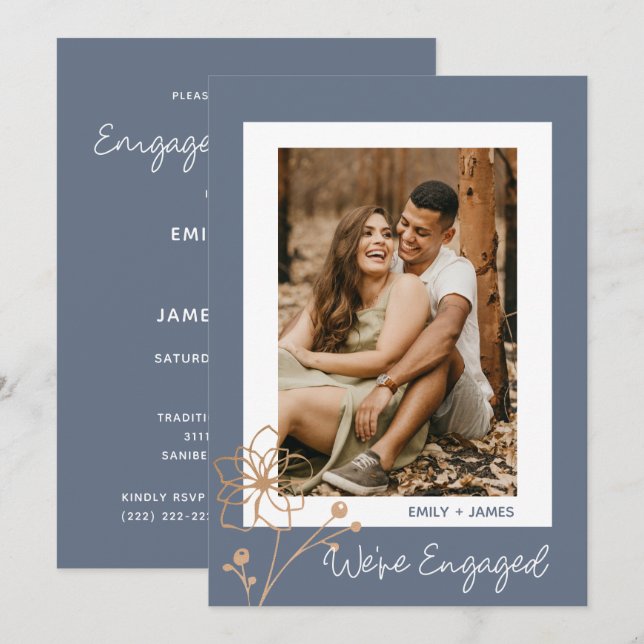 We're Engaged Personalised Photo Engagement Party Invitation (Front/Back)