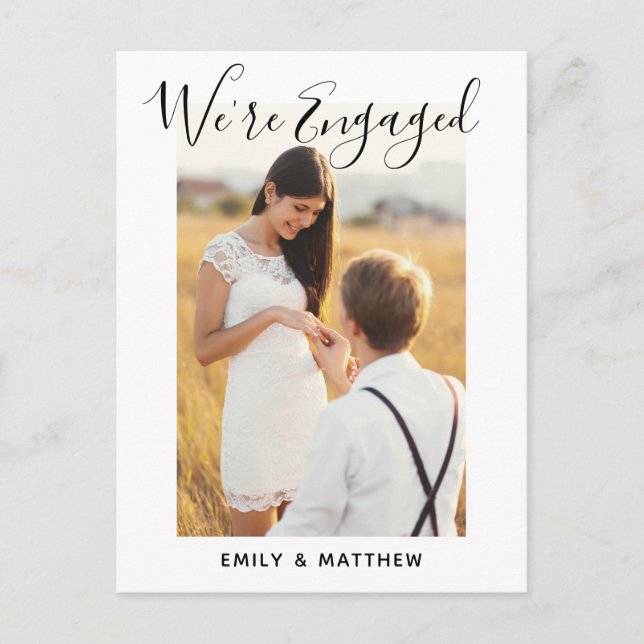 We're Engaged Personalised Photo Engagement Party Postcard (Front)