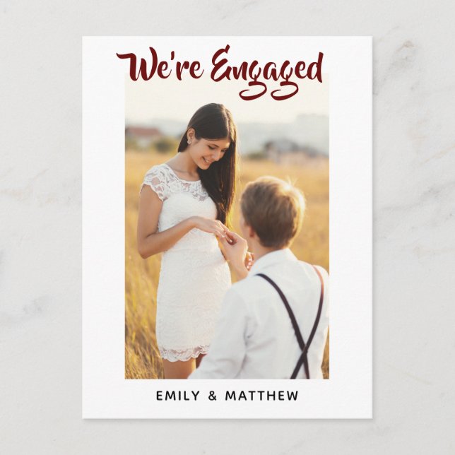 We're Engaged Personalised Photo Engagement Party Postcard (Front)