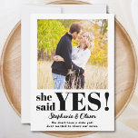 We're Engaged Photo Modern Engagement Announcement<br><div class="desc">She said Yes!
Let family and friends know the great news with this modern engagement announcement card. 
Easily customisable with your photo.</div>