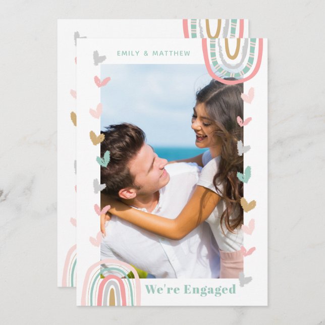 We're Engaged Photo Modern Engagement Party Invitation (Front/Back)