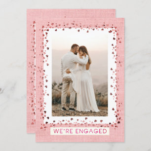 We're Engaged Pink Hearts Photo Engagement Party Invitation
