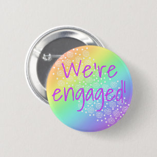 We're Engaged! Rainbow Button