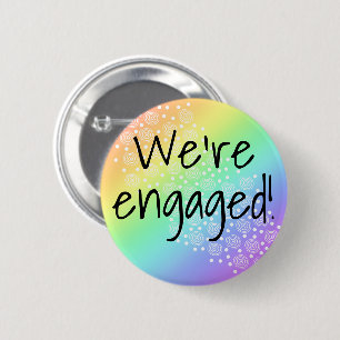 We're Engaged! Rainbow Button