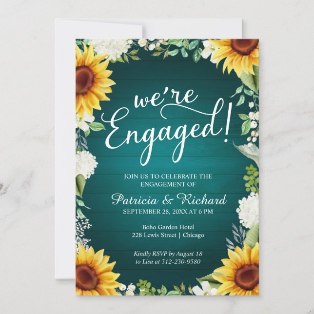 We're Engaged Rustic Engagement Party Invitation (Front)