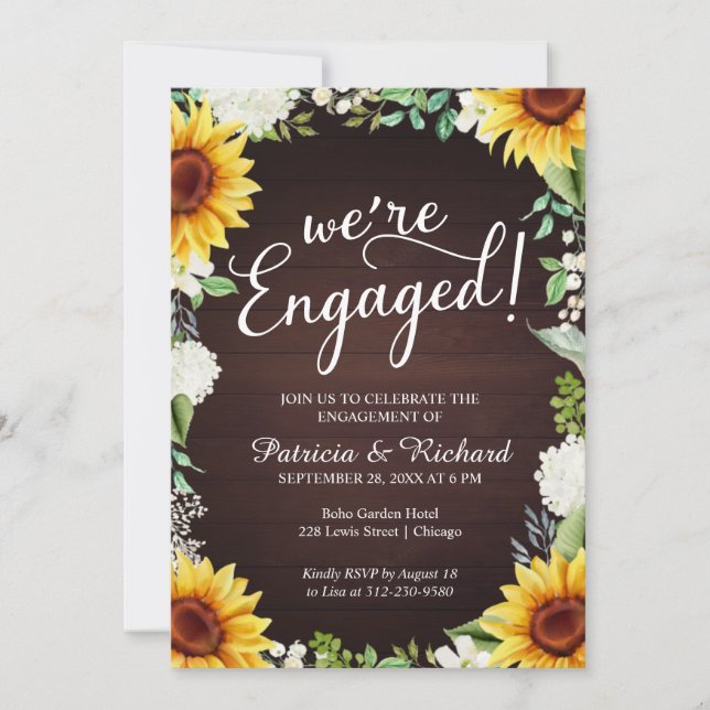 We're Engaged Rustic Engagement Party Invitation (Front)