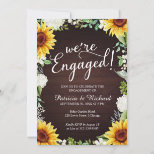 We're Engaged Rustic Engagement Party Invitation