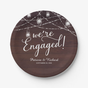 We're Engaged Rustic Engagement Party Paper Plate