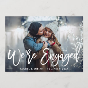 WE'RE ENGAGED   rustic script engagement party Invitation